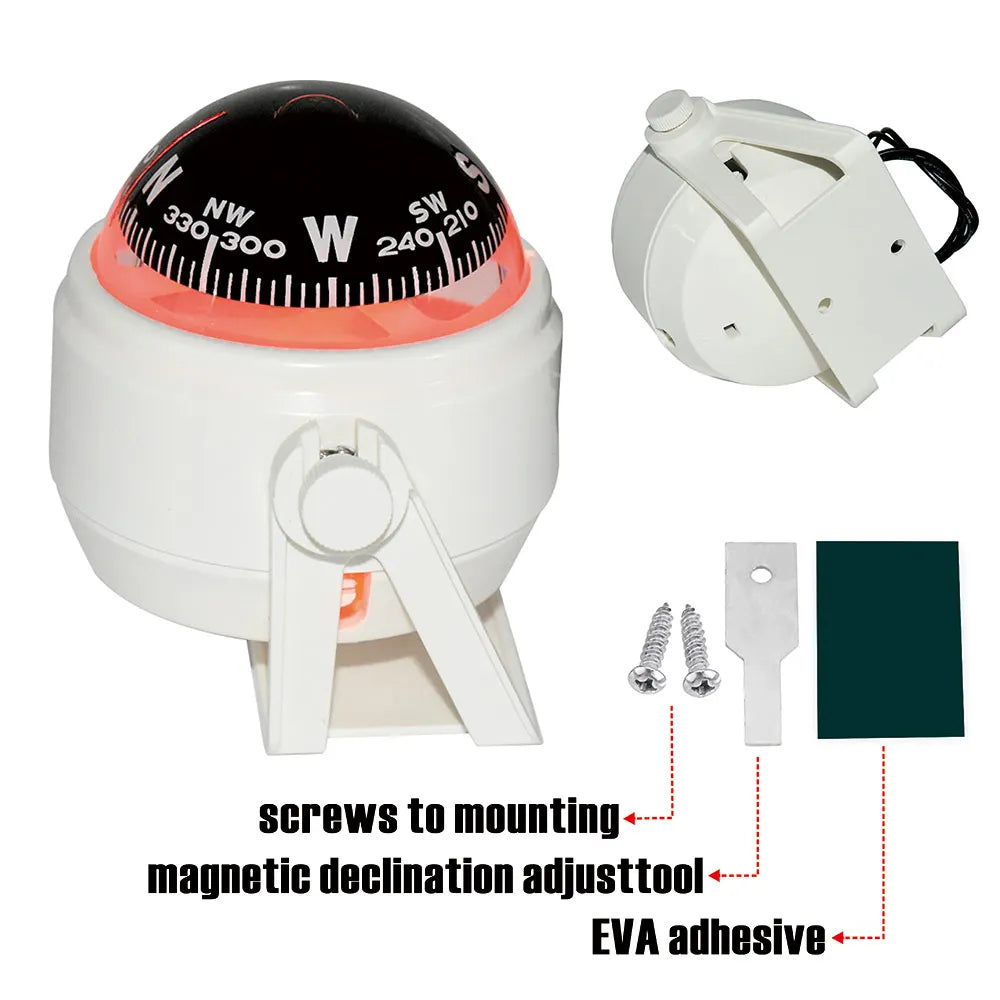 High Precision Sea Pivoting Marine Compass Marine Military Electronic Boat Ship Vehicle Car Comp - Automotive LED Light