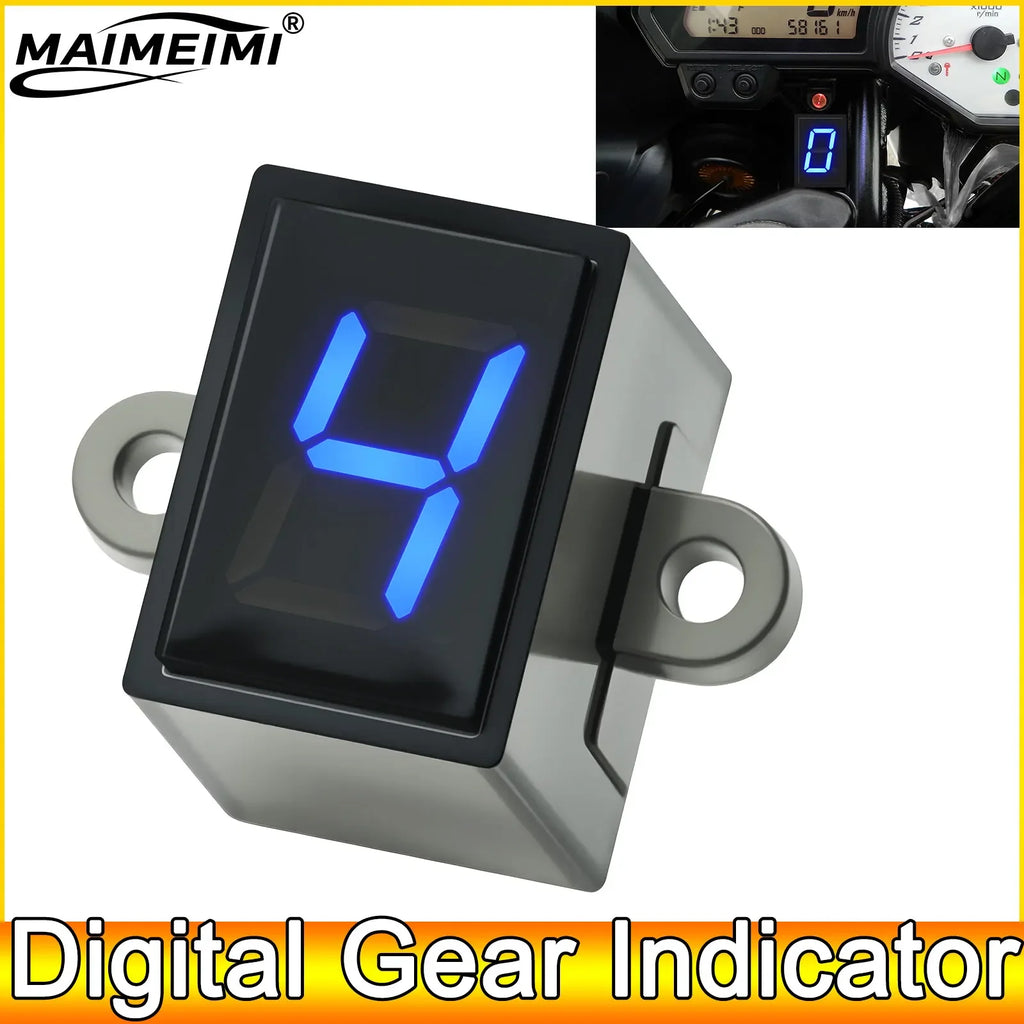 AD Digital Gear Indicator Universal 6 Speed Motorcycle Motorbike Digital Gear Indicator LED Disp - Automotive LED Light