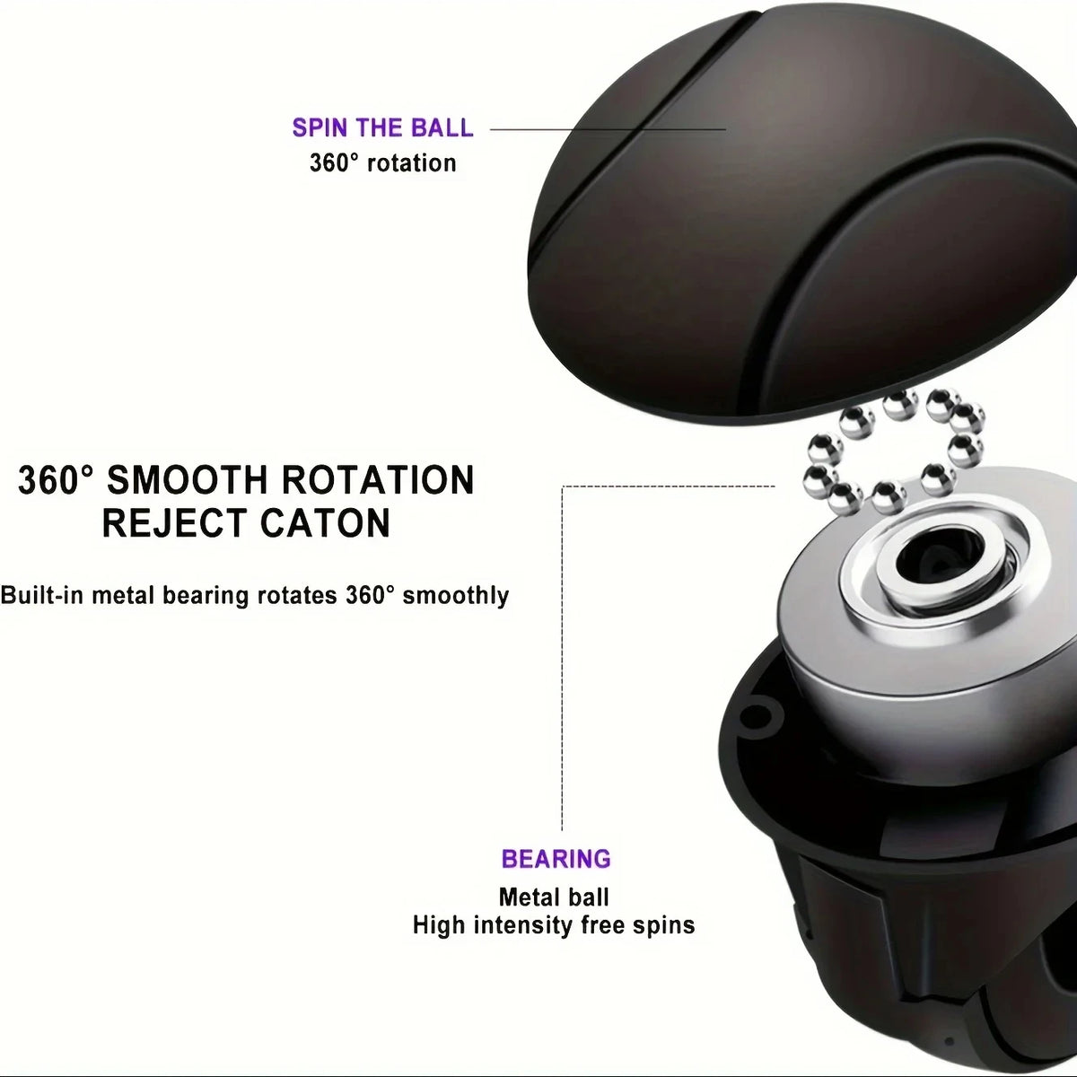 Easy-Grip Silicone Steering Wheel Knob 360° Smooth Rotation One-Hand Operation with Built-in Met - Automotive LED Light