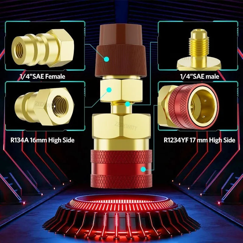 14mm Female X 1/4" SAE Male Durable R1234YF Low Side Quick Connector For Car Air Conditioning Co - Automotive LED Light