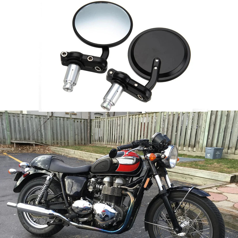 2pcs/Pair 7/8" Universal Motorcycle Rear View Mirrors Round Handle Bar End Foldable Motorbike Si - Automotive LED Light