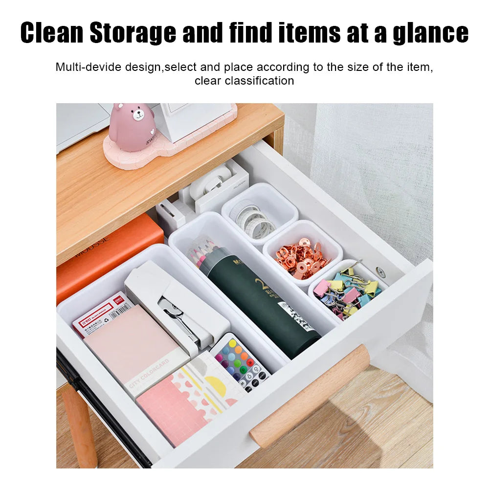 Storage Drawer Storage Box 8pc/set Make Up Organizer Box Kitchen Bathroom Storage Trays Closet C - Automotive LED Light