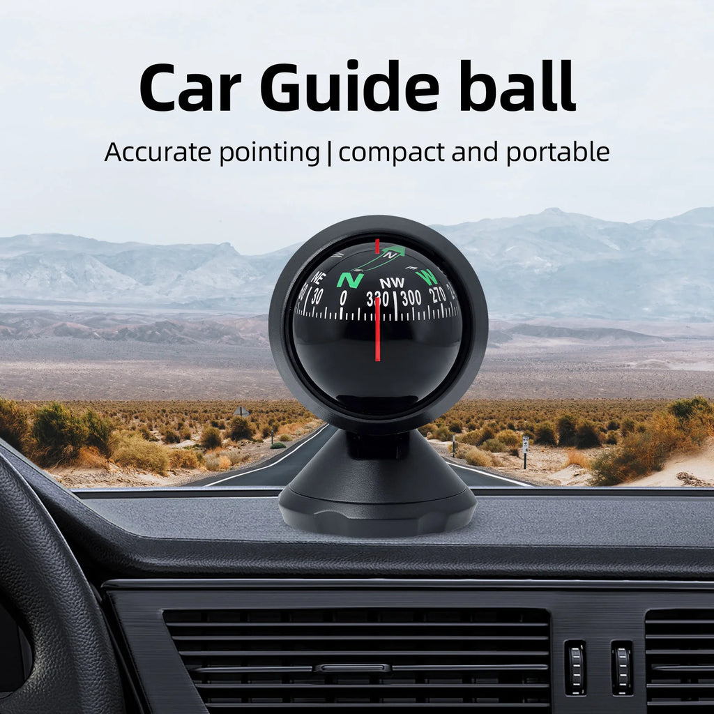 AD Mini Car Navigation Compass 360 ° Rotary Adjustable Spherical Dashboard Guide Compass For Boa - Automotive LED Light