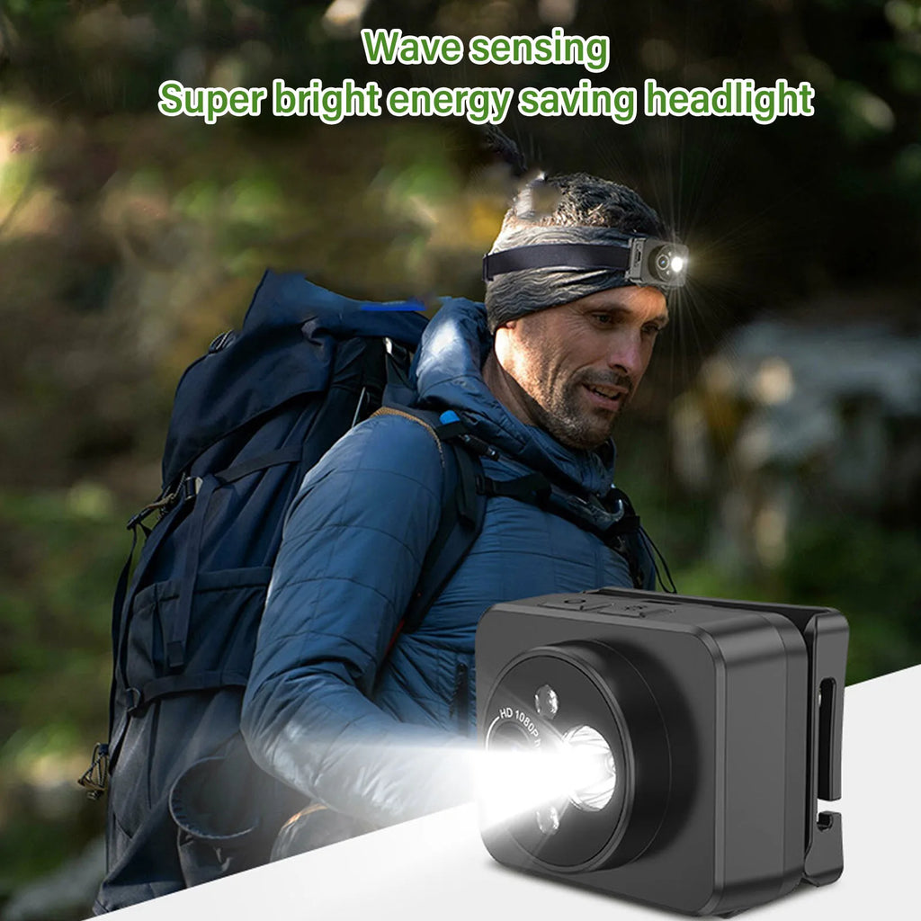 LED Headlamp Camera 1080P 45 Deg Free Adjustment Handsfree Cycling Video Recorder for Running He - Canbus LED Headlight