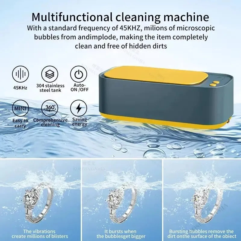 Contact Lens Ultrasonic Cleaner Glasses Cleaning Machine Vibrating Electric 3 Speed Jewelry Watc - Automotive LED Light