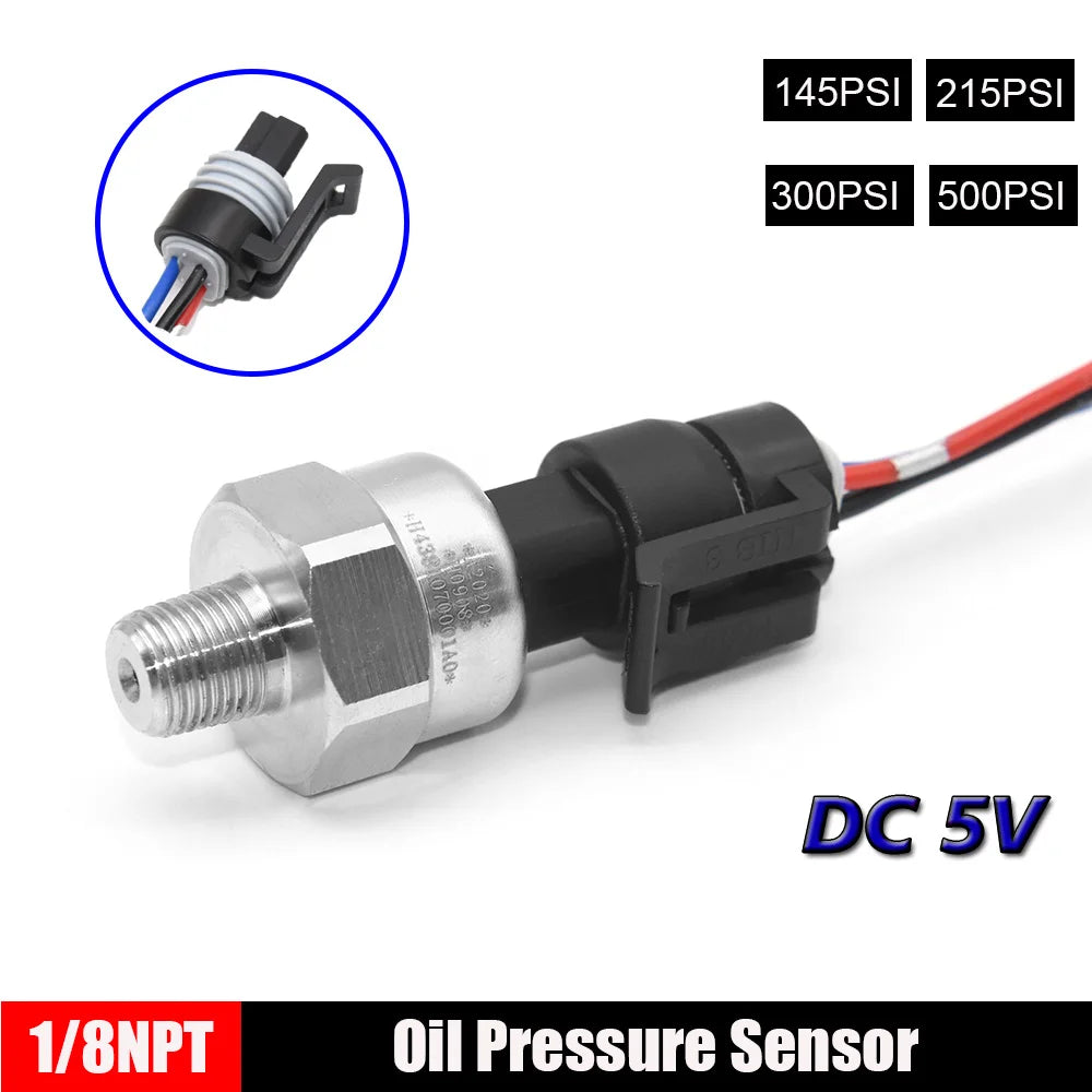 Customized 145Psi / 215Psi/ 300Psi/500Psi Oil Pressure Transducer Transmitter Sensor DC 5V 1/8NP - Automotive LED Light