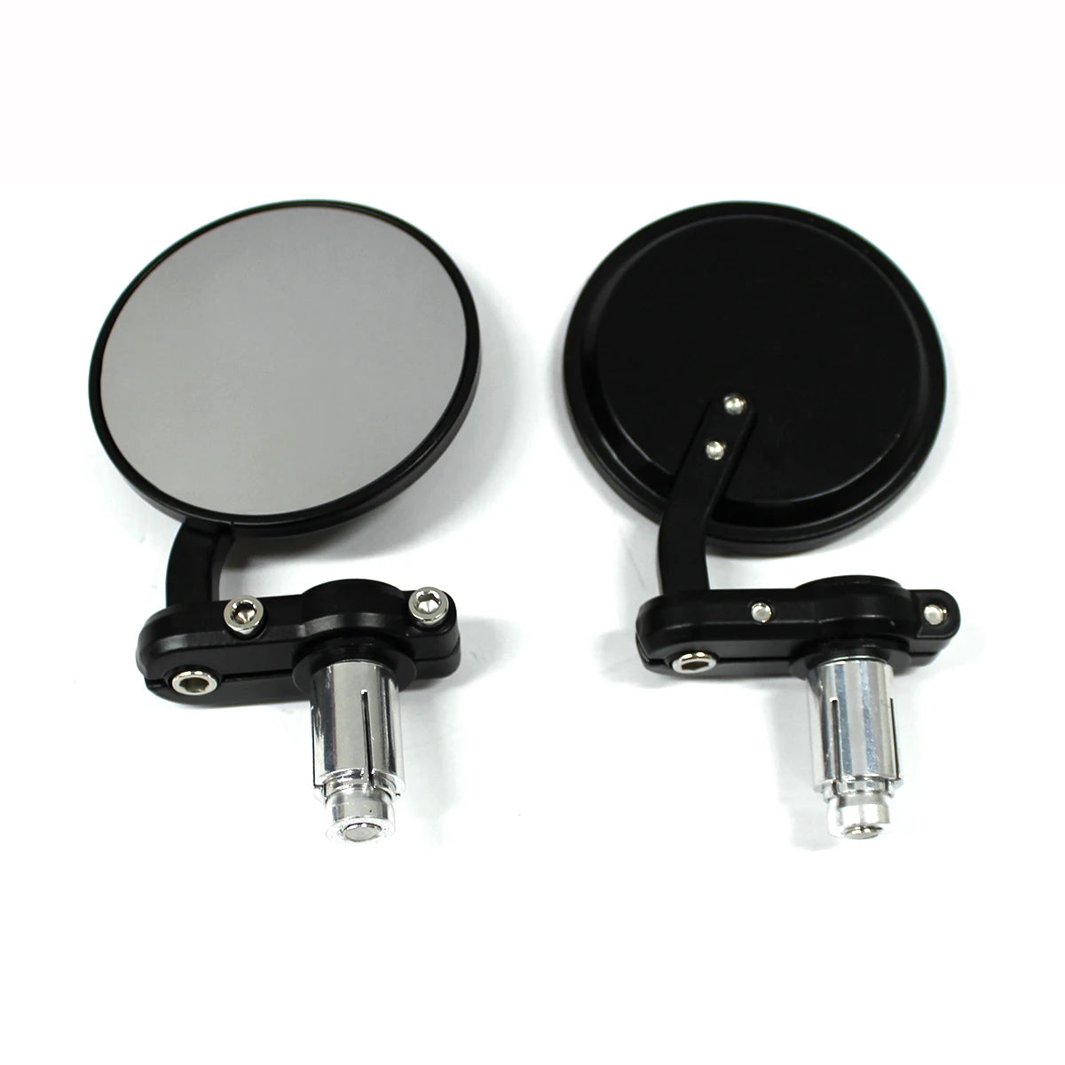 2pcs/Pair 7/8" Universal Motorcycle Rear View Mirrors Round Handle Bar End Foldable Motorbike Si - Automotive LED Light