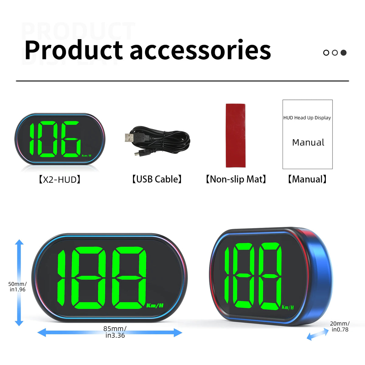 X2 GPS HUD Car Speed Head Up Display Digital Speedometer Big Font KMH Accessories GPS+Beidou Dua - Automotive LED Light