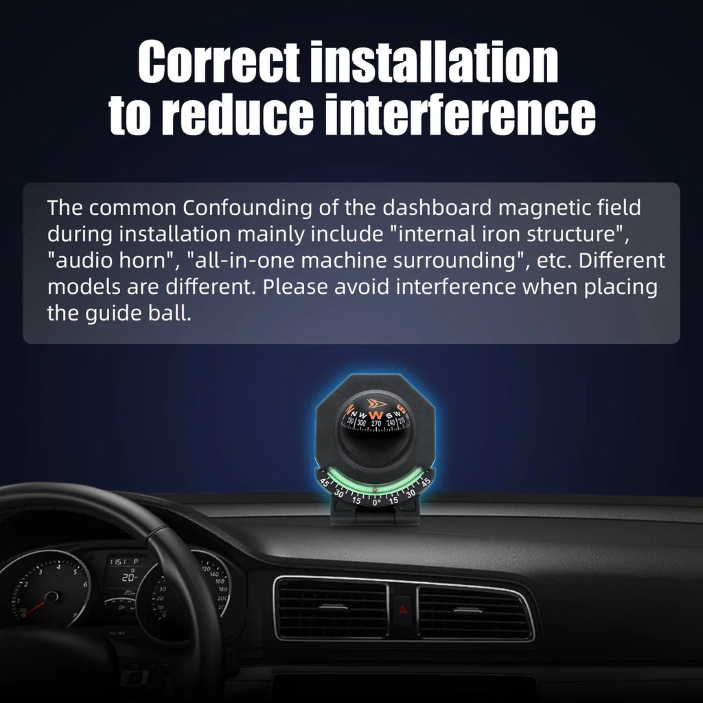 2 in 1 Guide Ball Universal Car Compass Navigation Marine Boat Truck Guide Ball Slope Indicator  - Automotive LED Light