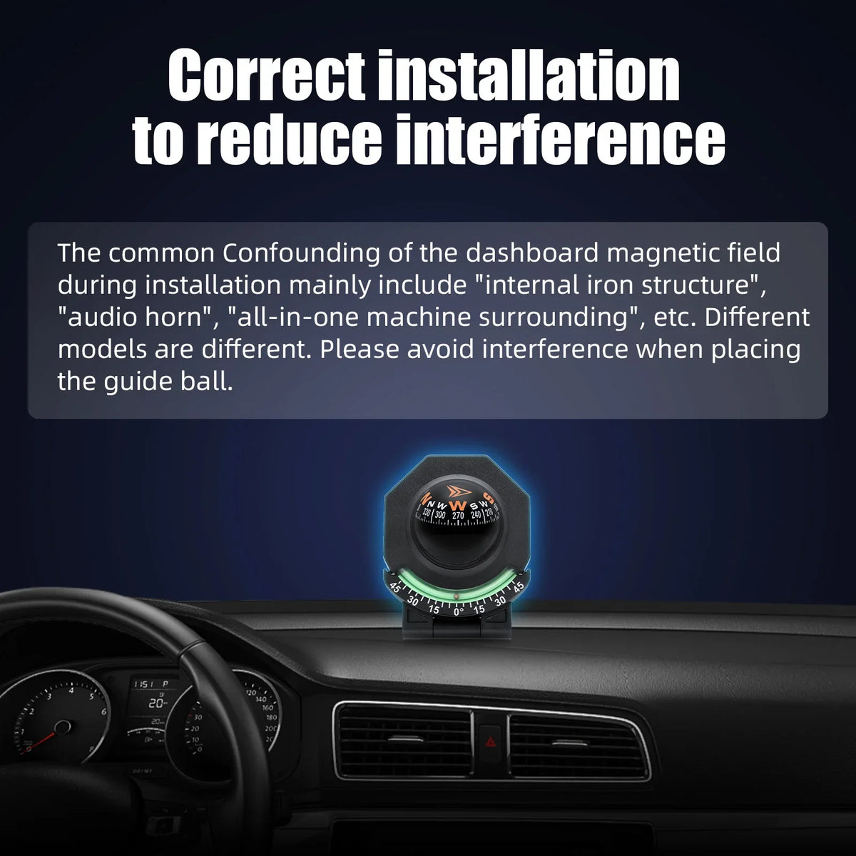 2 in 1 Guide Ball Universal Car Compass Navigation Marine Boat Truck Guide Ball Slope Indicator  - Automotive LED Light