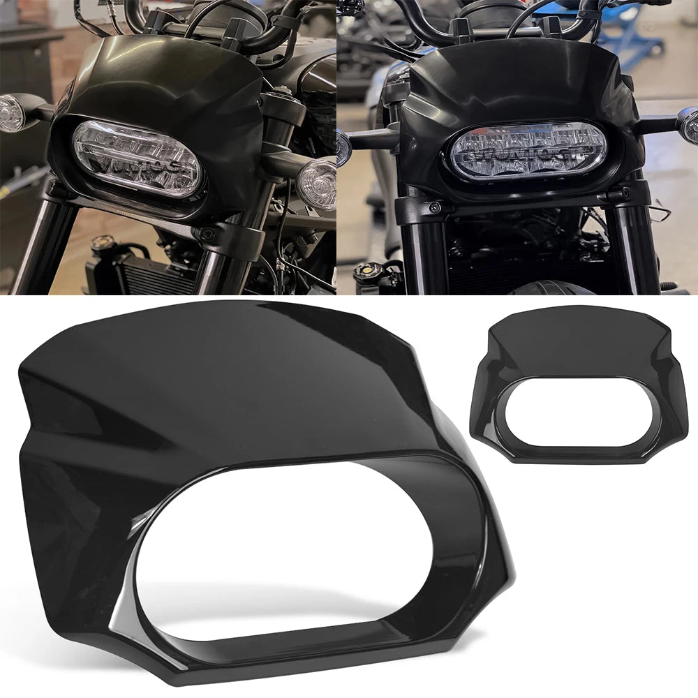 For Harley Sportster S 1250 2021-2022 Vivid Light Black Front Headlight Fairing Mask Cowl Cover  - LED Motorcycle Light