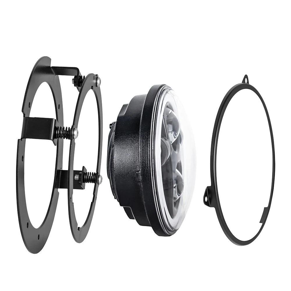 5.75 inch Headlight Bracket Kit Black / Chrome 5 3/4" for Motorcycle Ring Mount Brackets Auto Pa - LED Motorcycle Light