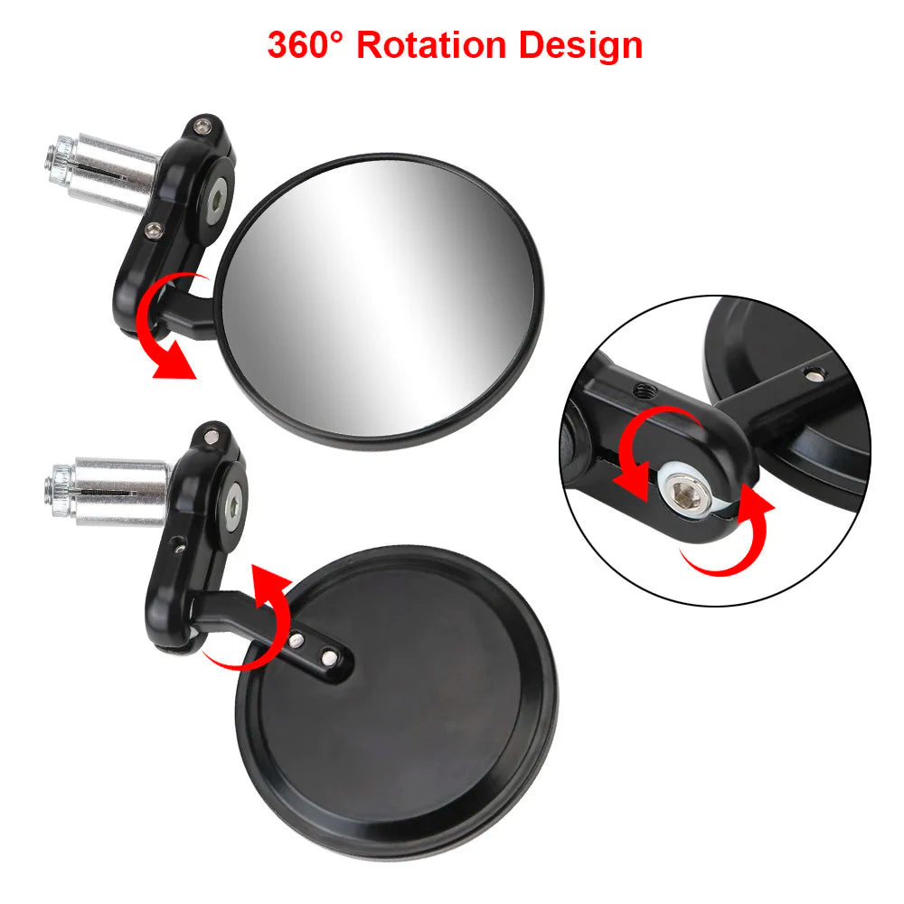 Fits For 22mm Handle Bar End Mounting Motorcycle Mirrors Auxiliary Rearview Side Mirror Motorcyc - Automotive LED Light