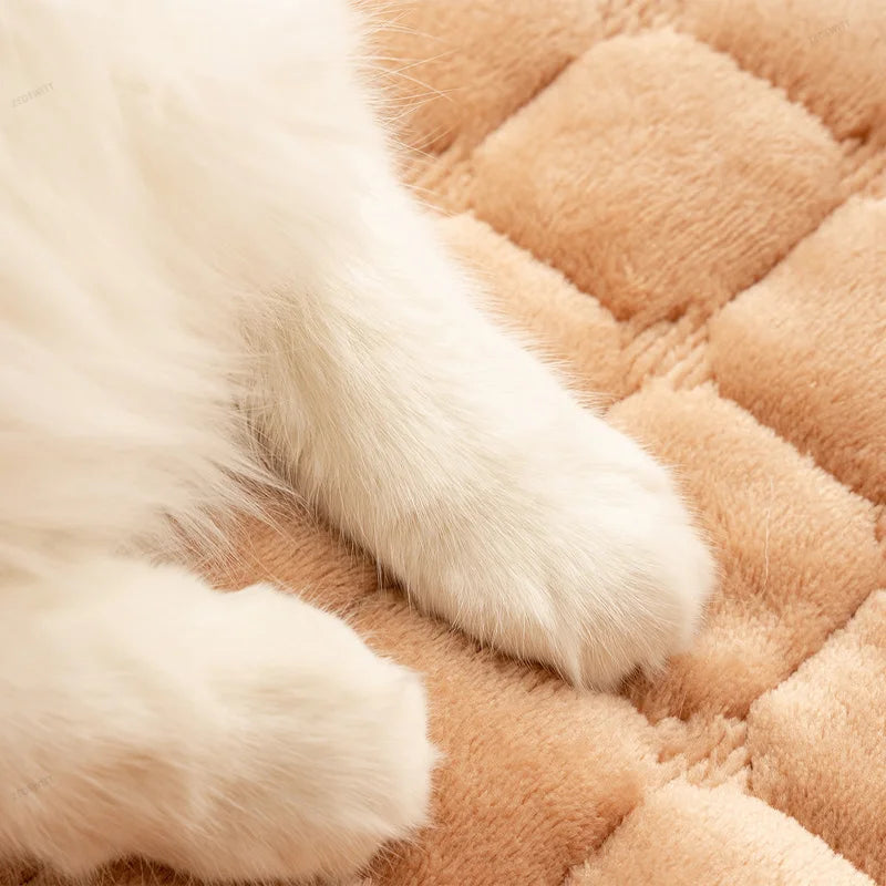 Super Soft Plush Dog Bed Mat Winter Warm Cozy Non-Slip Flannel Sofa Couch Cover with Neck Pillow - Automotive LED Light