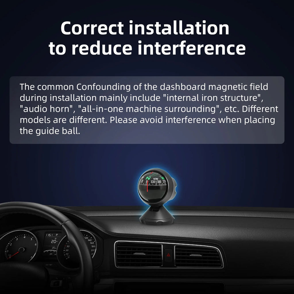 AD 1pc Universal Mini Car Navigation Compass For Boat Vehicle Car Rotary Adjustable Spherical Da - Automotive LED Light