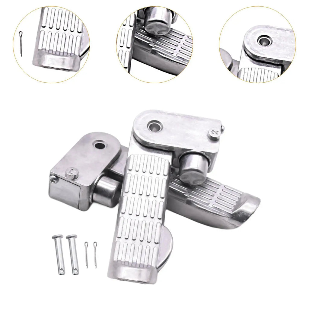 Adjustable Motorbike Foot Pedal Pair Durable Aluminum Alloy Replacement Pegs Universal Fit for M - Automotive LED Light