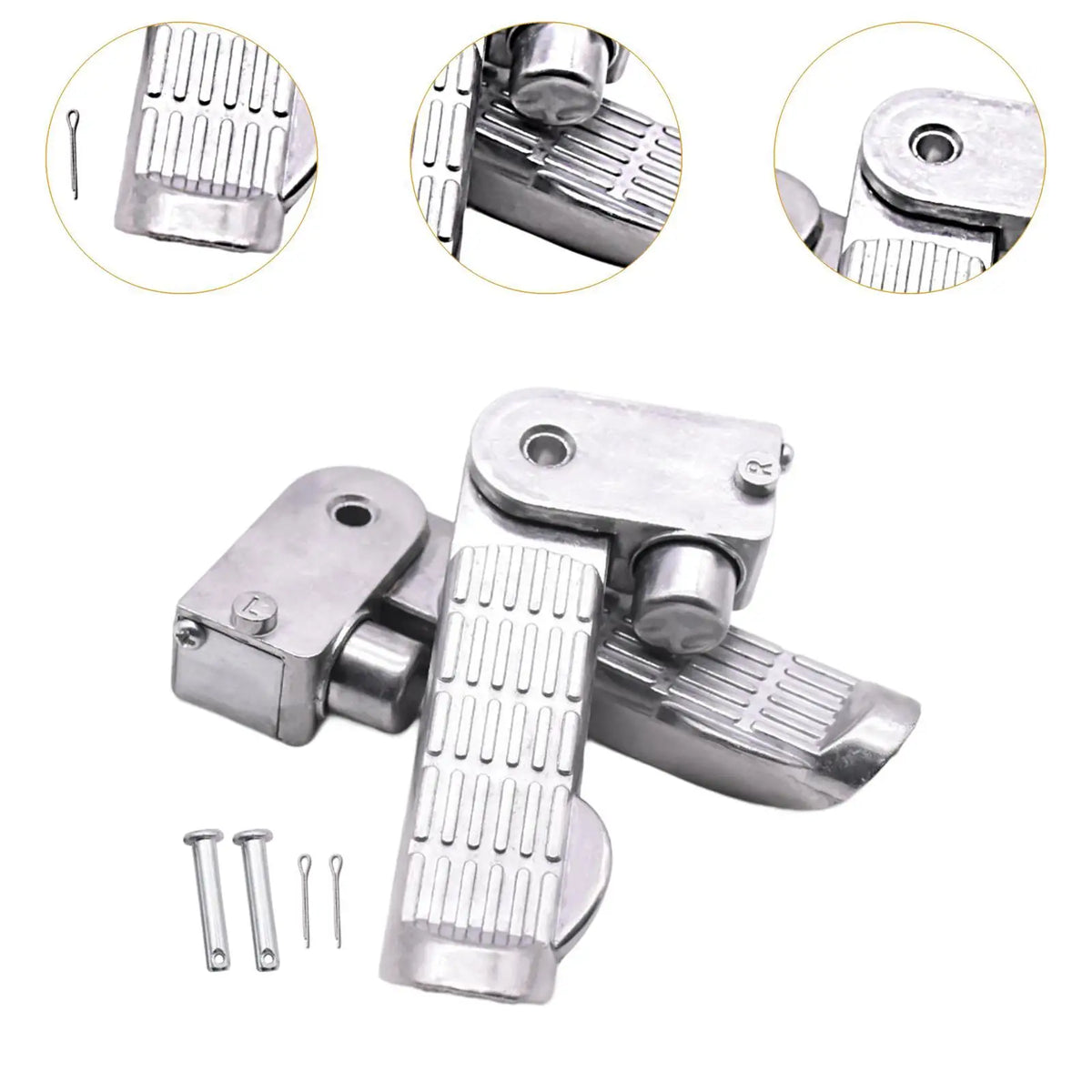 Adjustable Motorbike Foot Pedal Pair Durable Aluminum Alloy Replacement Pegs Universal Fit for M - Automotive LED Light