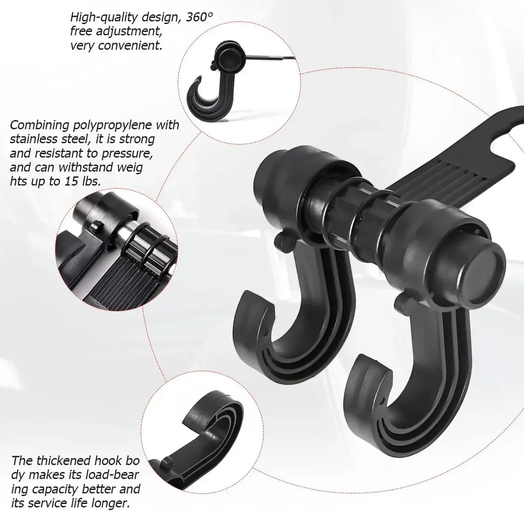 2/4Pcs Universal Car Hook Seat Multifunctional Car Backrest Storage Hook 360° Rotating Storage D - Automotive LED Light