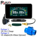 12V/24V 2 IN 1 Car LCD Gauge Water Temperature Meter Thermometer Voltmeter Gauges +10mm Temp Sen - Automotive LED Light