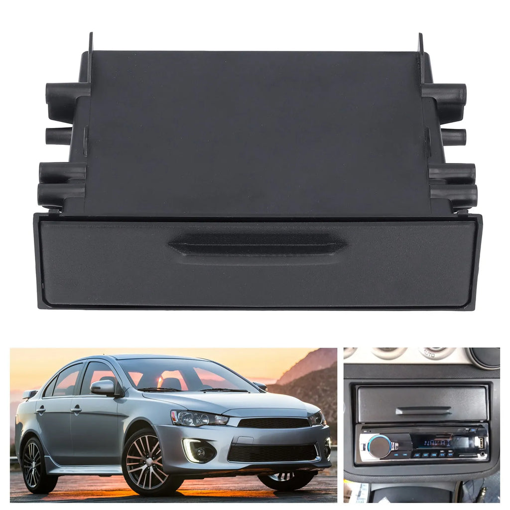 1Pc 1DIN Car Radio Storage Box Multi Application ABS Black Inner Organizer Replacement for Car R - Automotive LED Light