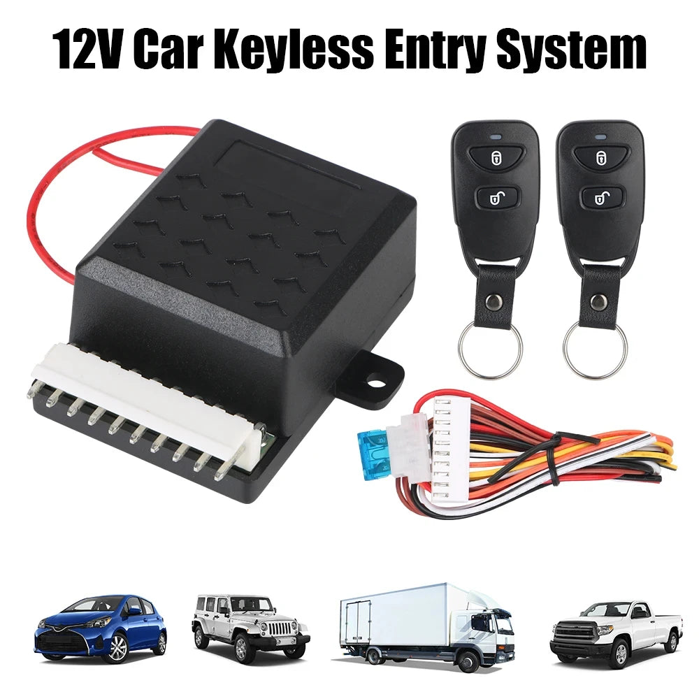 12V Universal Car Keyless Entry Central Locking Remote Control, Wire Cutting Car Rearview Mirror - Automotive LED Light
