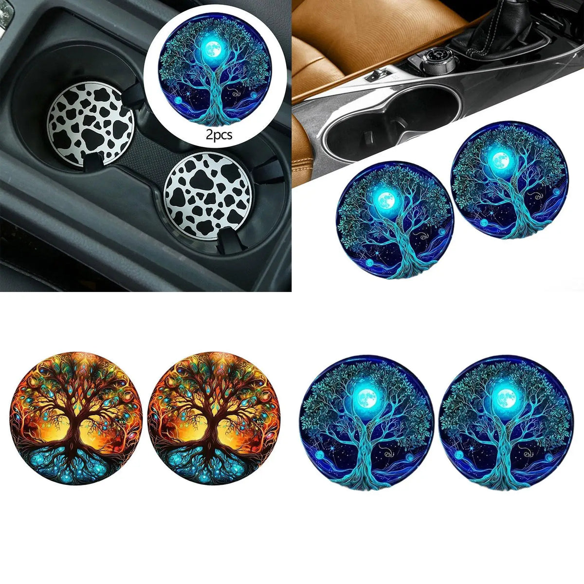 2 Pieces Generic Car Coasters for Cup Holders Simple to Install Modern Easy to Clean Anti Slip M - Automotive LED Light