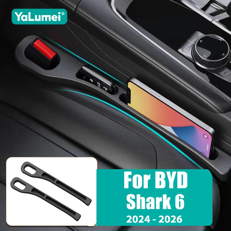 For BYD Shark 6 2024 2025 2026 PHEV 2PCS Car Seat Leak Proof Strips Gap Side Seam Filler Storage - Automotive LED Light
