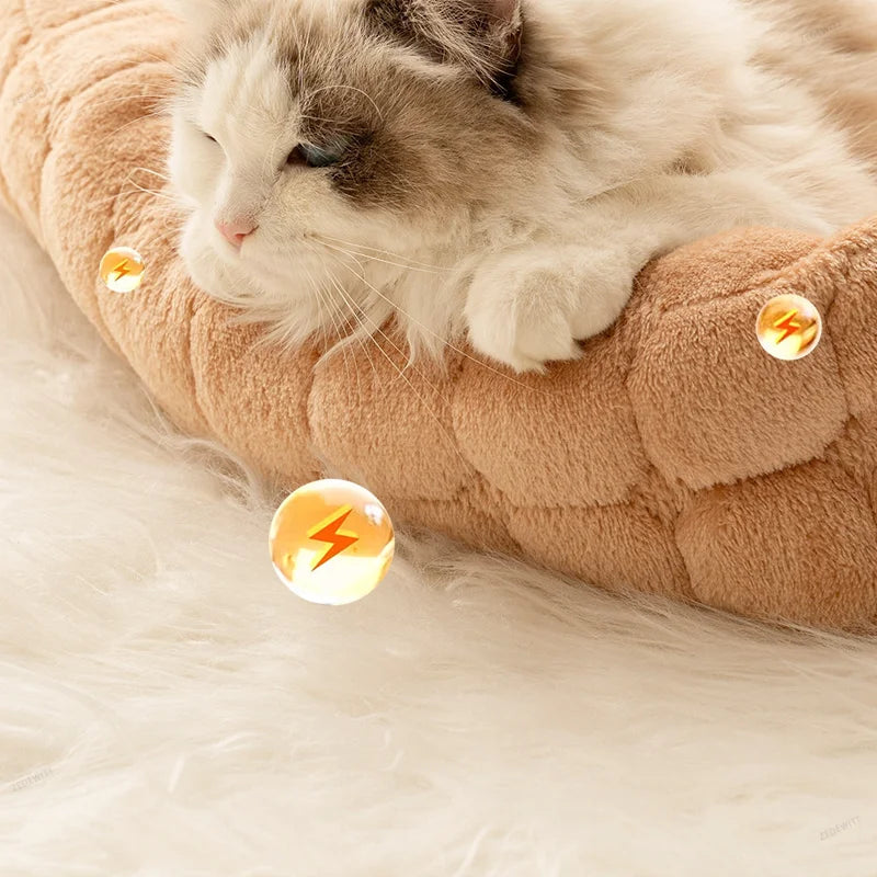 Super Soft Plush Dog Bed Mat Winter Warm Cozy Non-Slip Flannel Sofa Couch Cover with Neck Pillow - Automotive LED Light