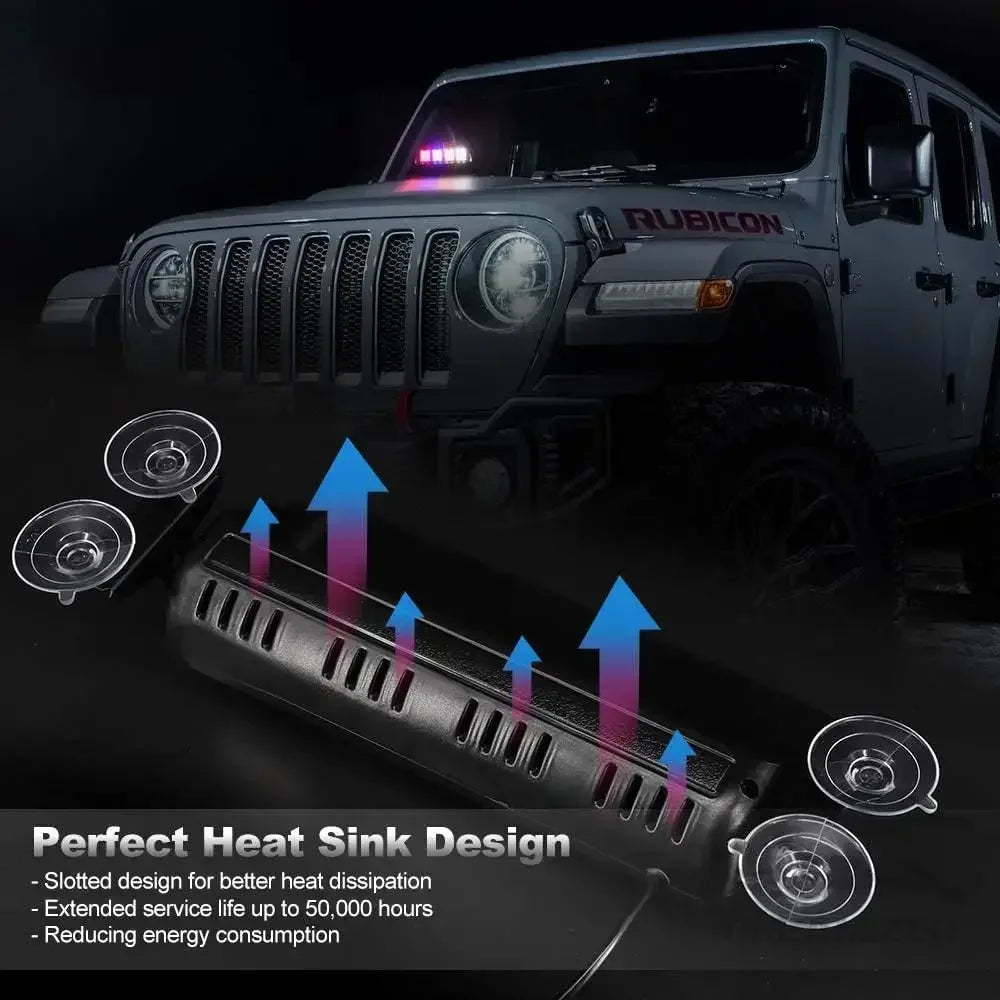 32 LED Car Strobe Lights For Emergency Flash Warning Lamp Windshield Bar Auto Assembly Red Blue  - Automotive LED Light