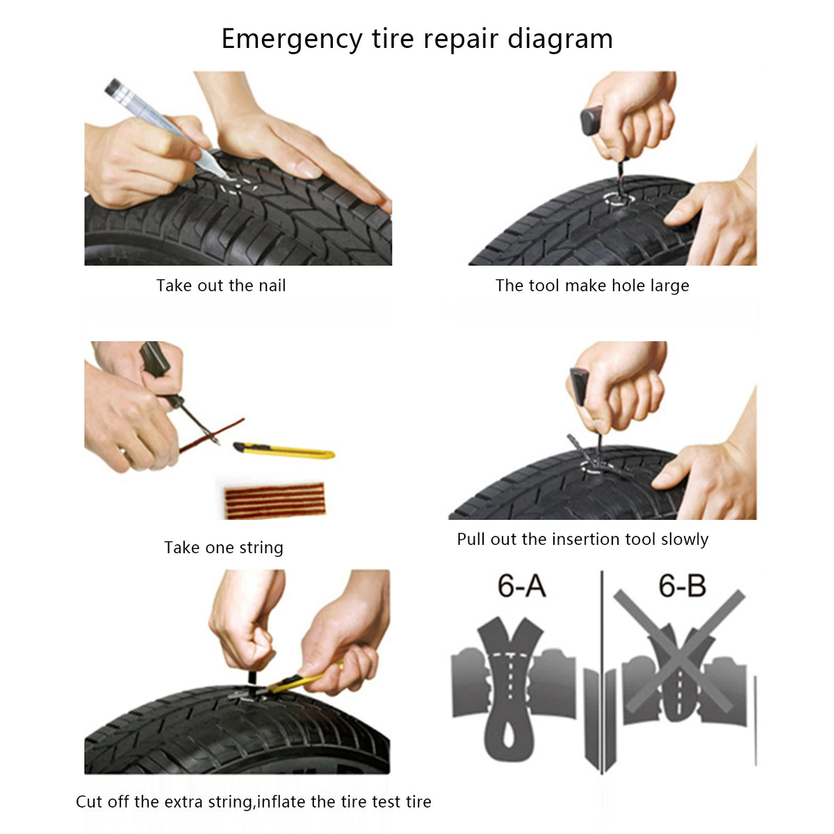 100x3mm Car Tire Repair Plug Tubeless Tyre Rubber Sealing Strip Puncture Recovery for Car Motorc - Automotive LED Light