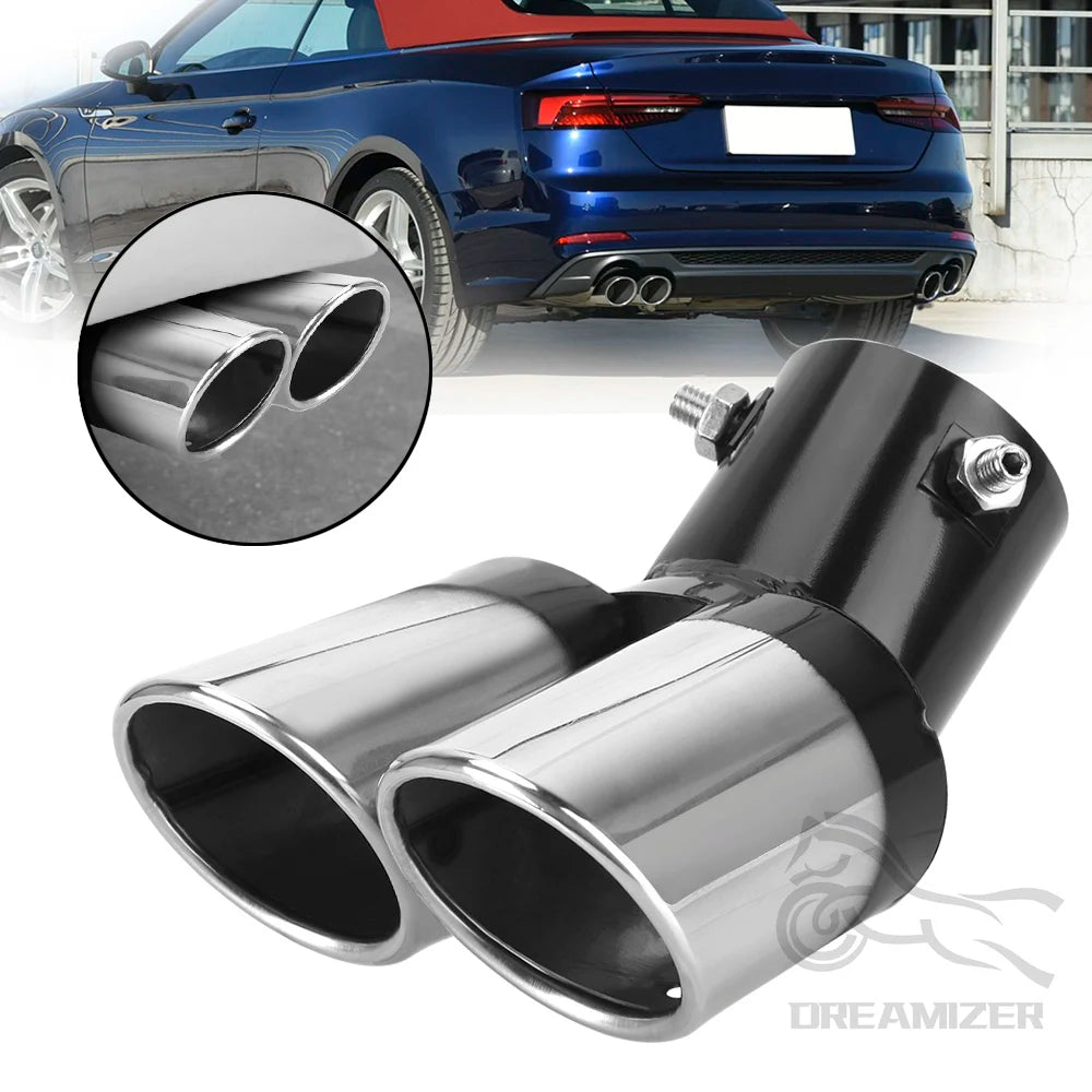 Car Styling Universal Car Decoration Chrome Tail Pipe Car Exhaust Trim Muffler Pipe Tail Stainle - Automotive LED Light