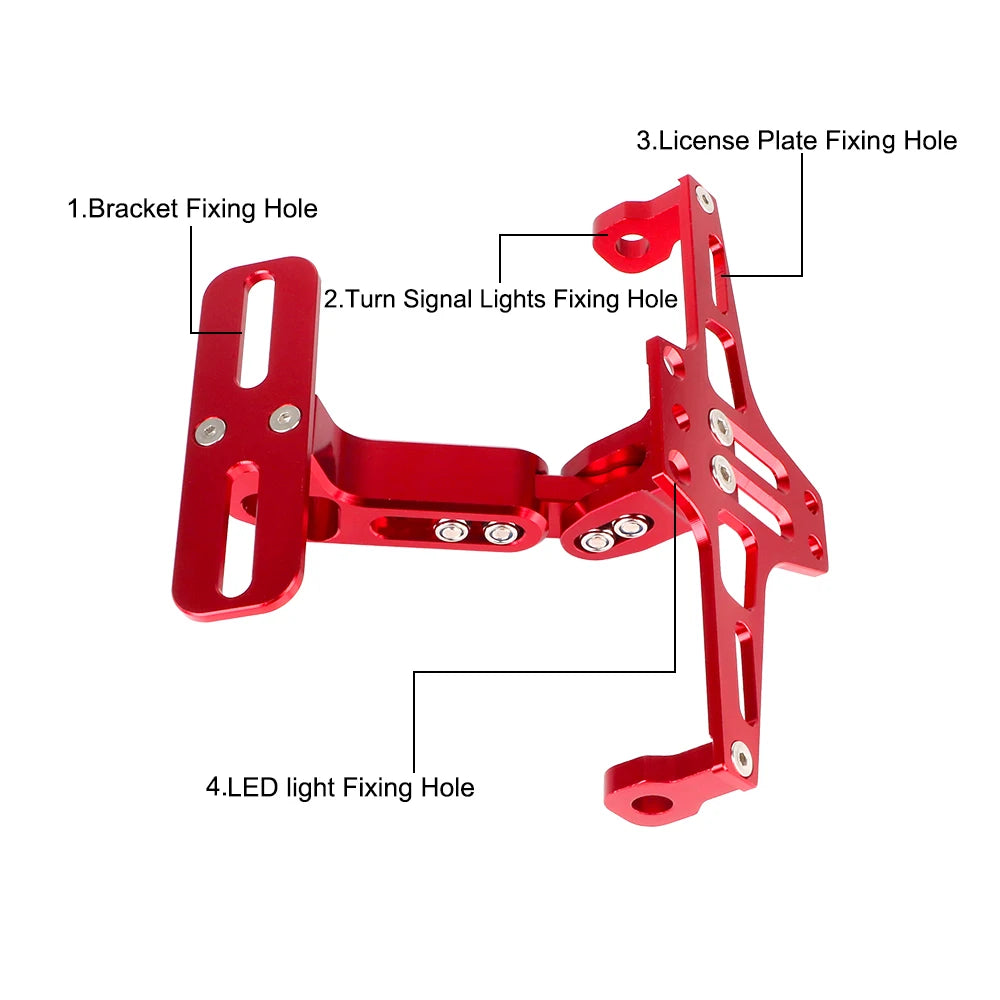 Motorcycle License Plate Holder Aluminium Alloy Rear Stand With Turn Signal Lights Holder Socket - LED Motorcycle Light
