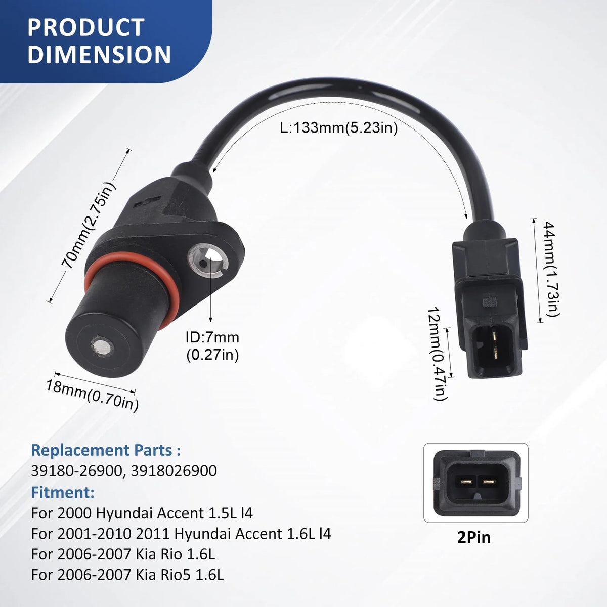 39180-26900 Crankshaft Position Sensor for Hyundai Accent 2001 2002 2003 2004 20 for Hyundai 9180-2690 - Automotive LED