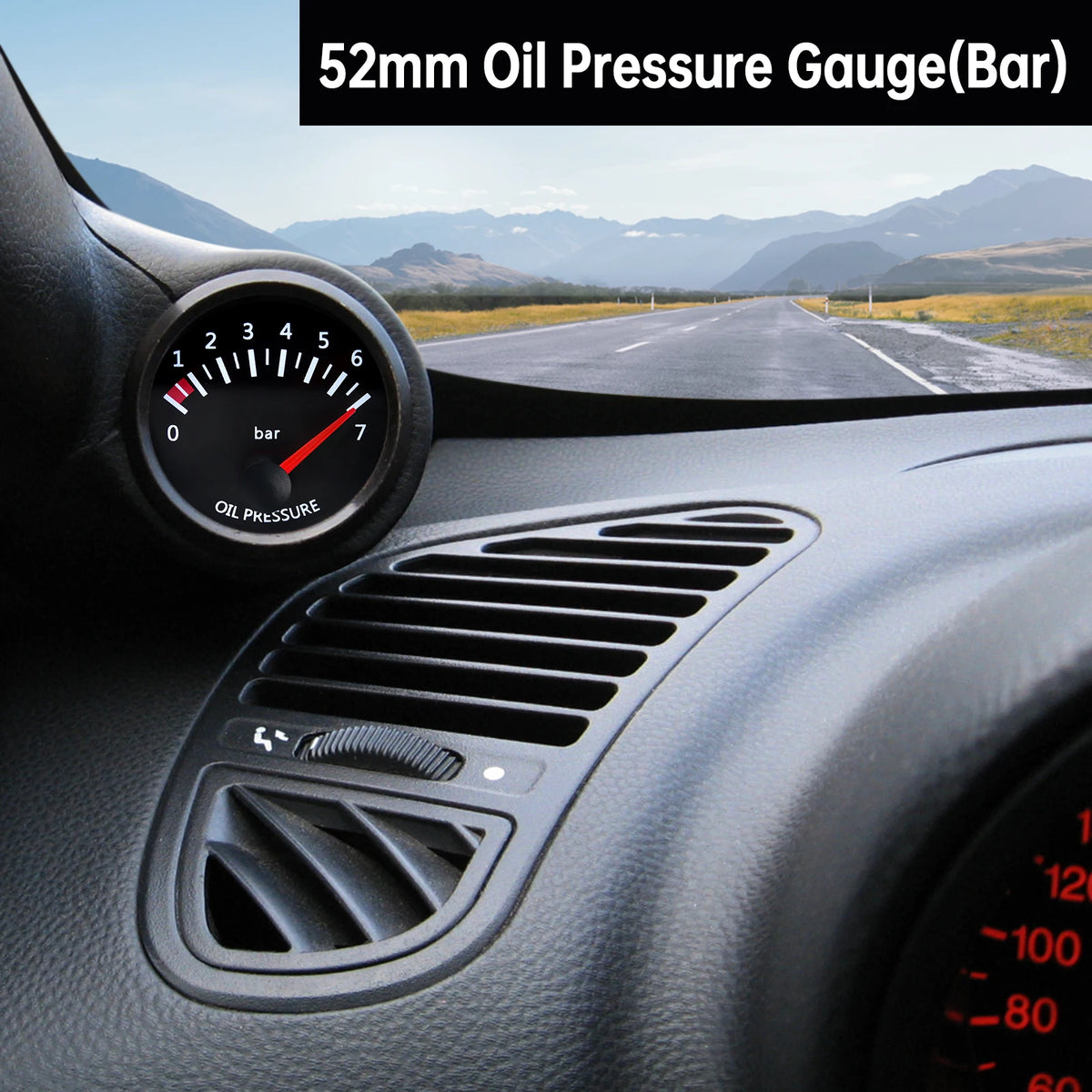 Auto 12V 52mm LED Digital Oil Press Gauge With Sensor 0~7Bar Oil Pressure Gauge Car Meter For Ca - Automotive LED Light