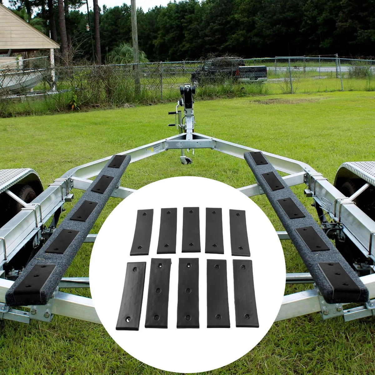 10 Piece Black Boat Trailer Bunk Slides Pads Easier Launching Loading 3 X 10in Reduces Friction  - Automotive LED Light