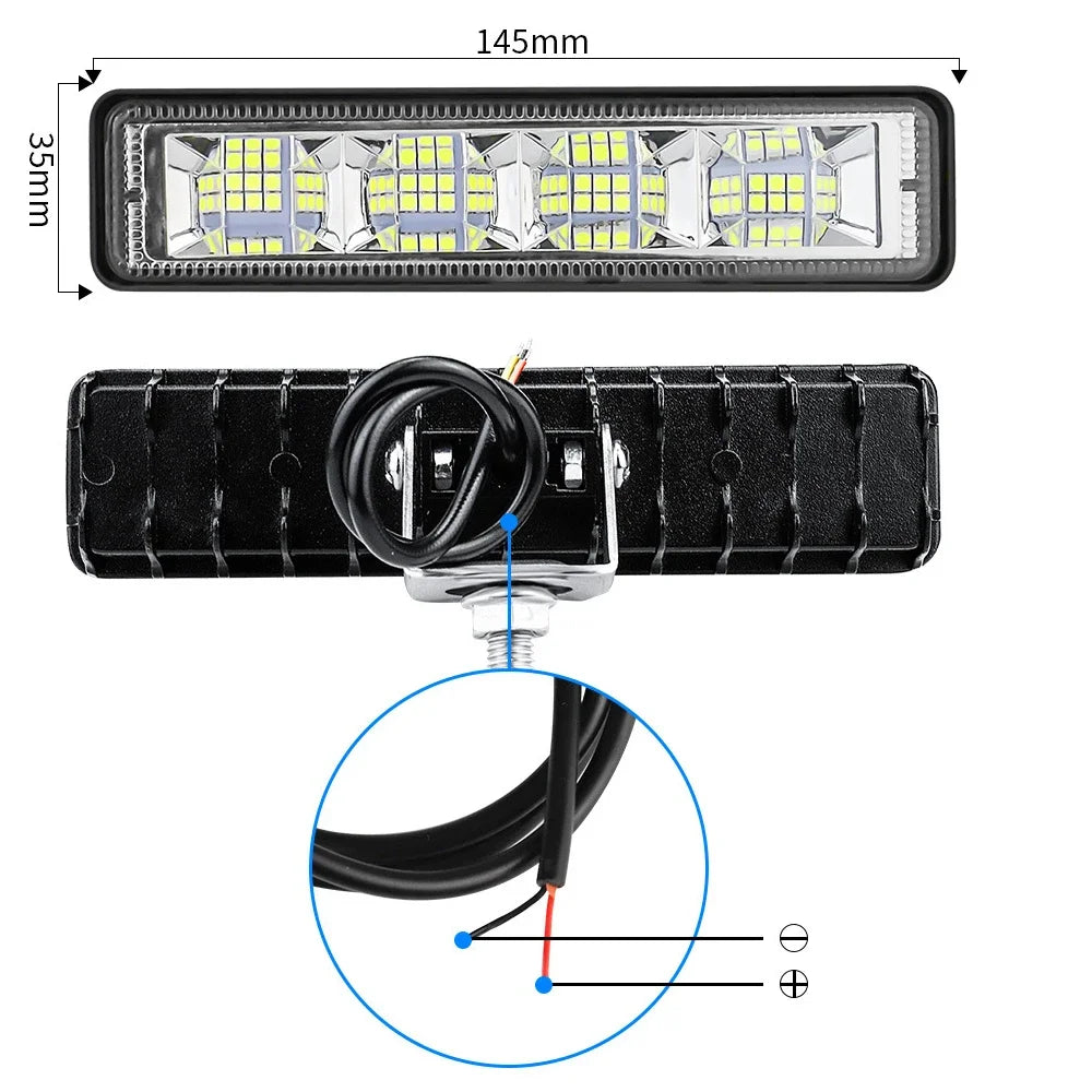 2Pcs 72W Car Work Light LED Bar 4x4 24 LED Worklight Bar Offroad SUV ATV Tractor Boat Trucks Exc - LED Motorcycle Light