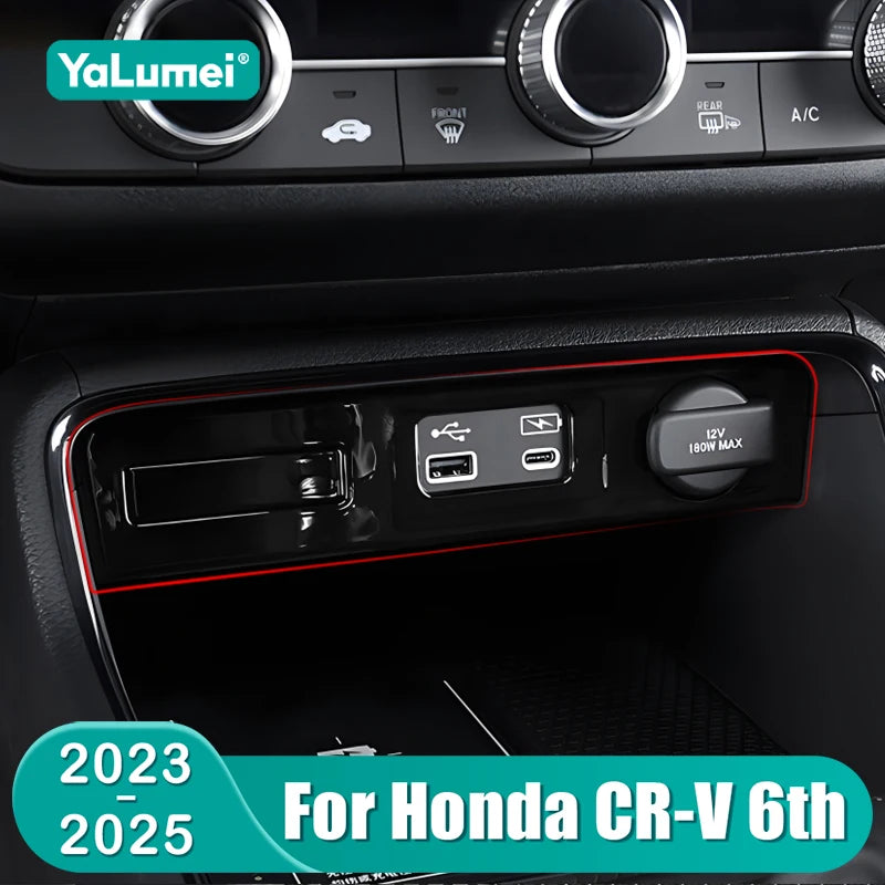 For Honda CRV 2023 2024 2025 CR-V 6th Gen Hybrid Car Central Control USB Port Trim Frame Cover A - Automotive LED Light