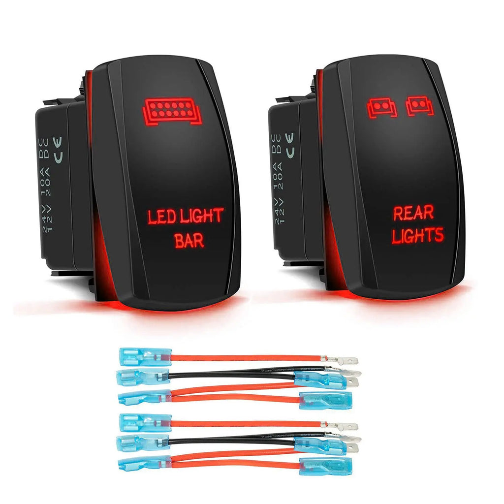 Rocker Switch SPST 5 Pin Dish Toggle On/Off Waterproof Marine Rocker Switch 12V 24V With Wires - Automotive LED Light
