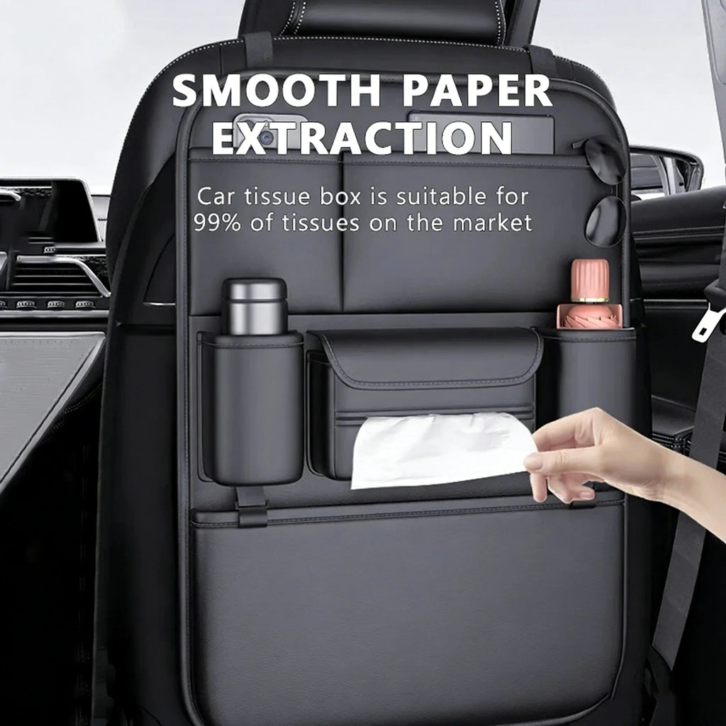 HOMEFISH 6-Pocket Car Seat Back Storage Bag Wear-Resistant Car Backseat Organizer Tissue/Cup Hol - Automotive LED Light