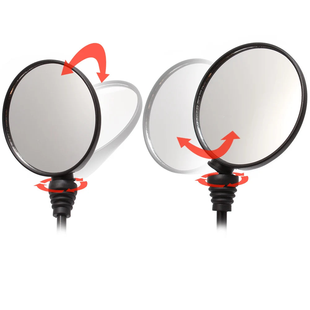 Motorcycle Black Universal 10mm Side Mirror Rearview Mirror Anti-fall Folding Round Mirror - Automotive LED Light