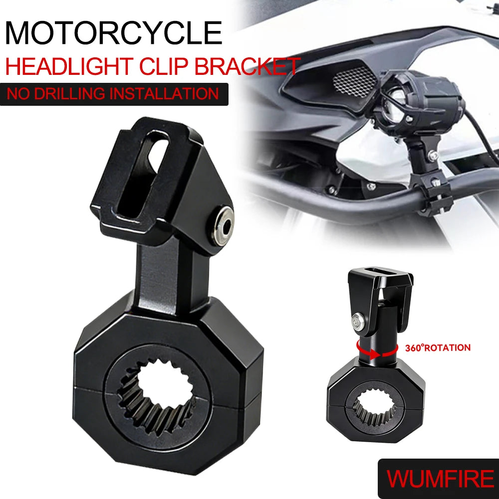 Motorcycle Spotlight Bracket Mount Fog Tube Fork Clamp Motorcycle Auxiliary Light Bracket 360° A - Automotive LED Light