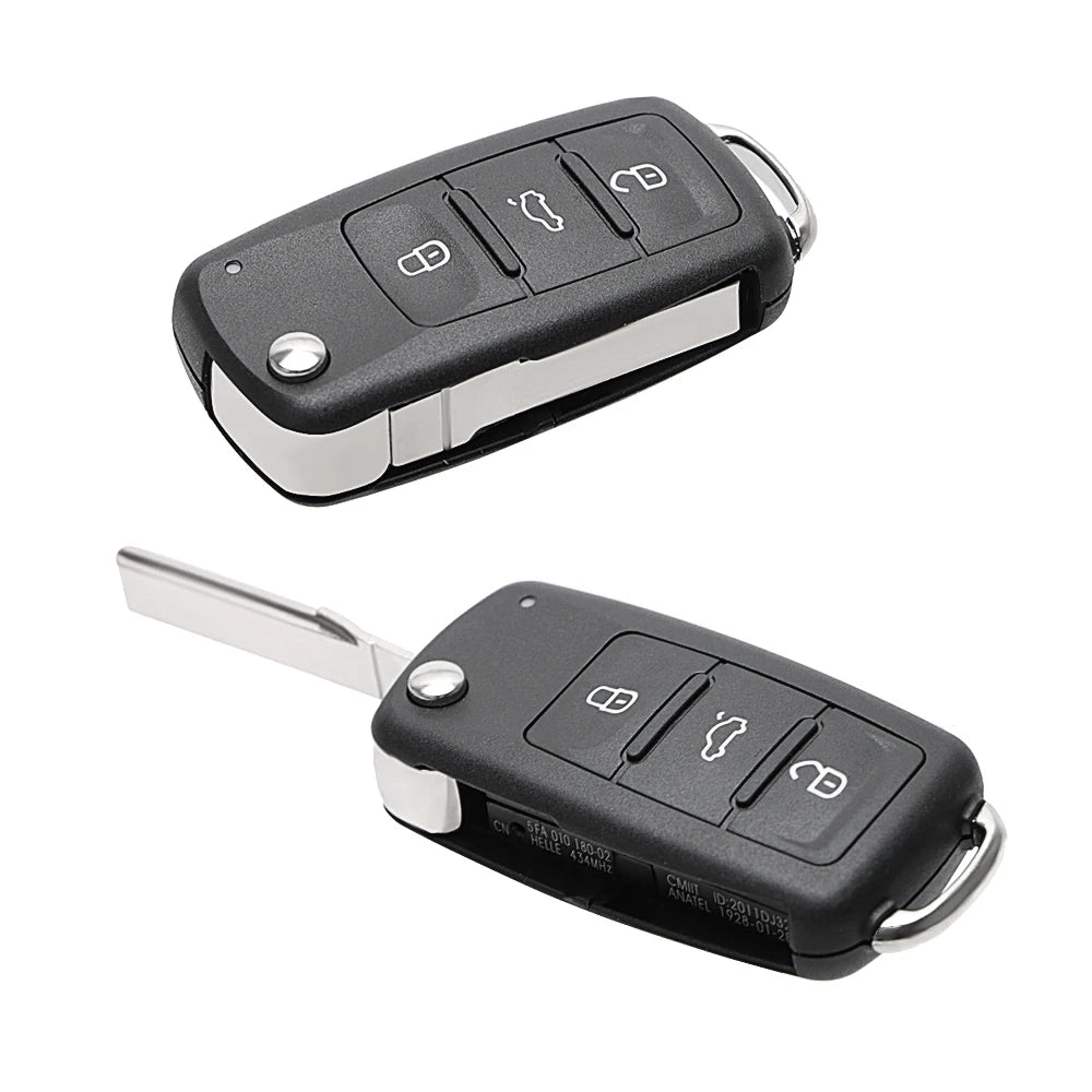 3 Buttons Remote Flip Blank Covers Car Keys For VW Car Key Shell for Volkswagen Golf Jetta Polo  - Automotive LED Light