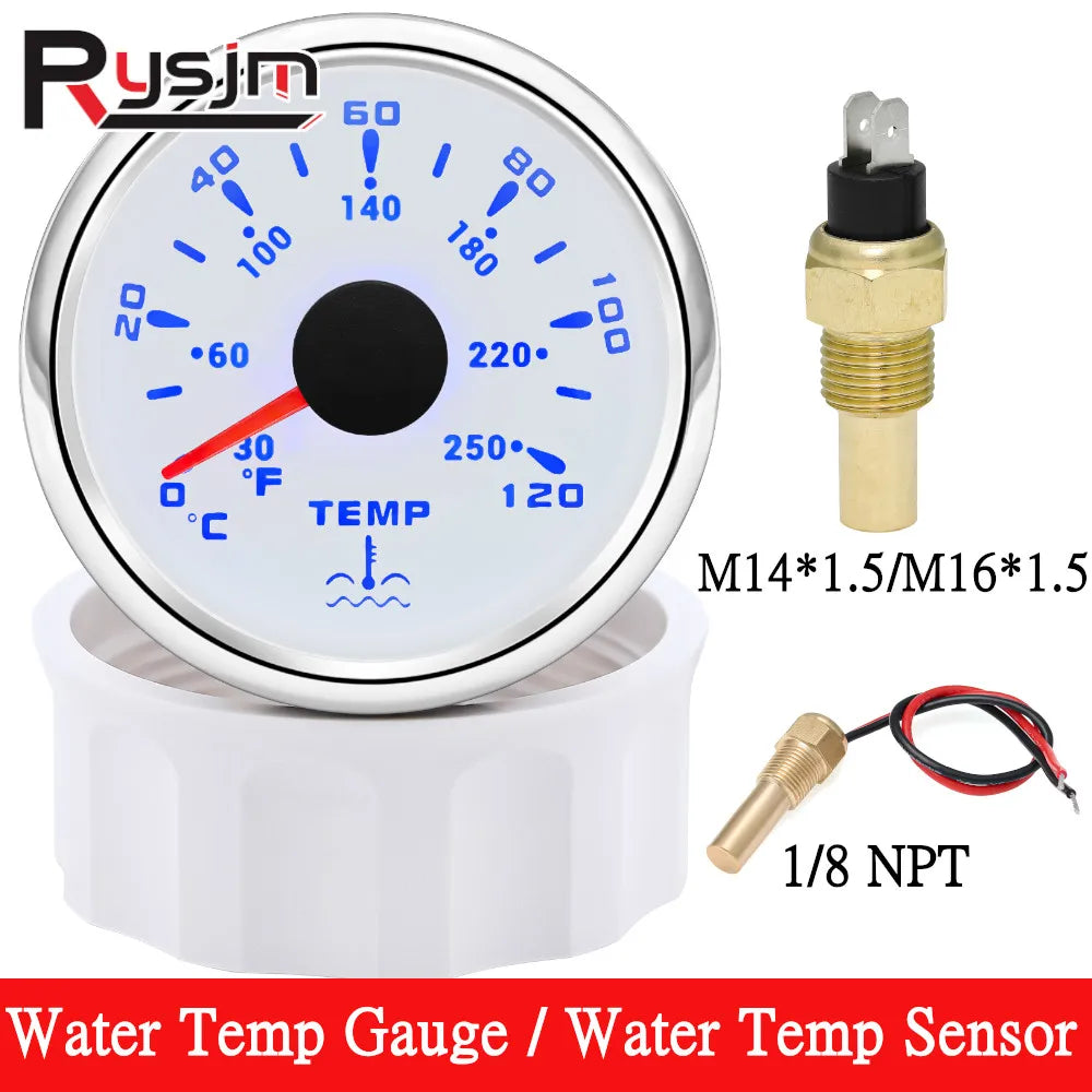 2" 52mm Water Temperature Gauge 0~120℃ with 7 Color Backlight Water Temp Sensor  for M16 M14 - Automotive LED Light