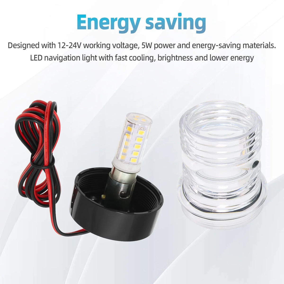 AD 12V Waterproof LED Navigation Light Marine Boat Yacht Anchor Light 360 Degree All Round White - Automotive LED Light