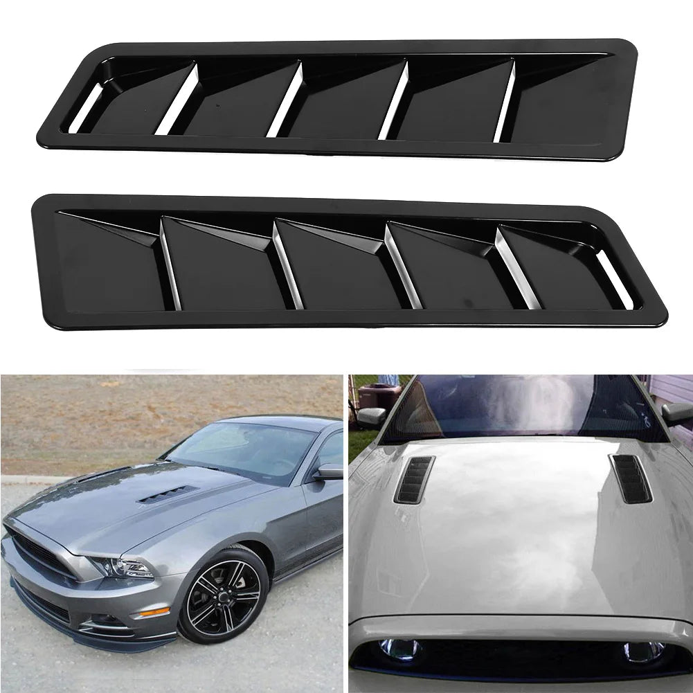 2Pcs Universal Hood Air Intake Panel Trim Bonnet Louver Cooling Vent Cover Car Exterior Decorati - Automotive LED Light