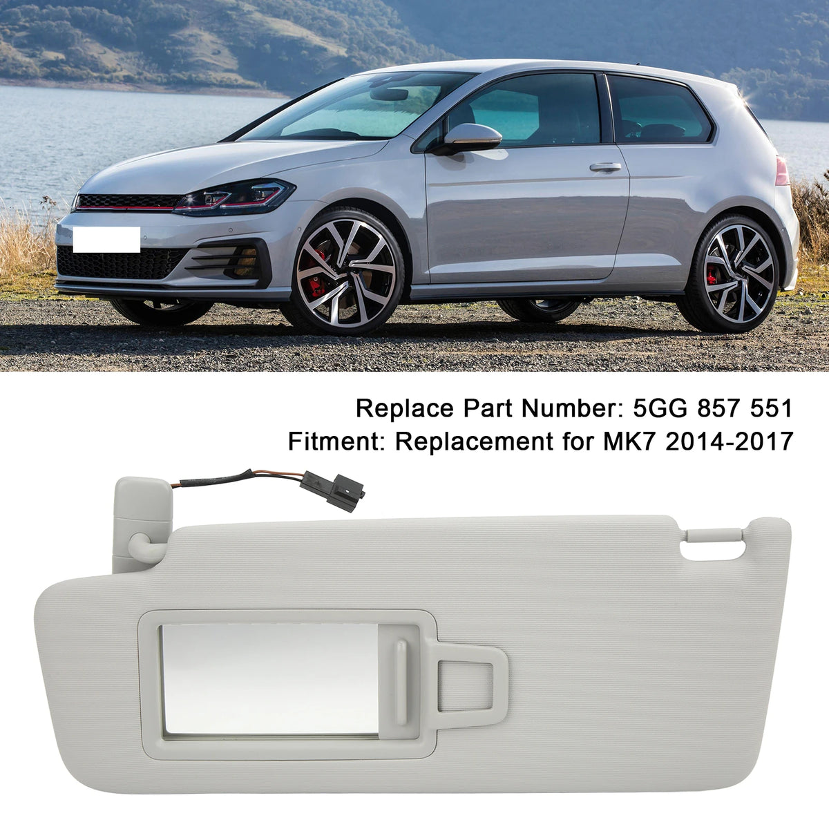 1Pc Car Sun Visor Gray Left Sun Visor 5GG 857 551 Car Interior Accessory Replacement for MK7 201 - Automotive LED Light
