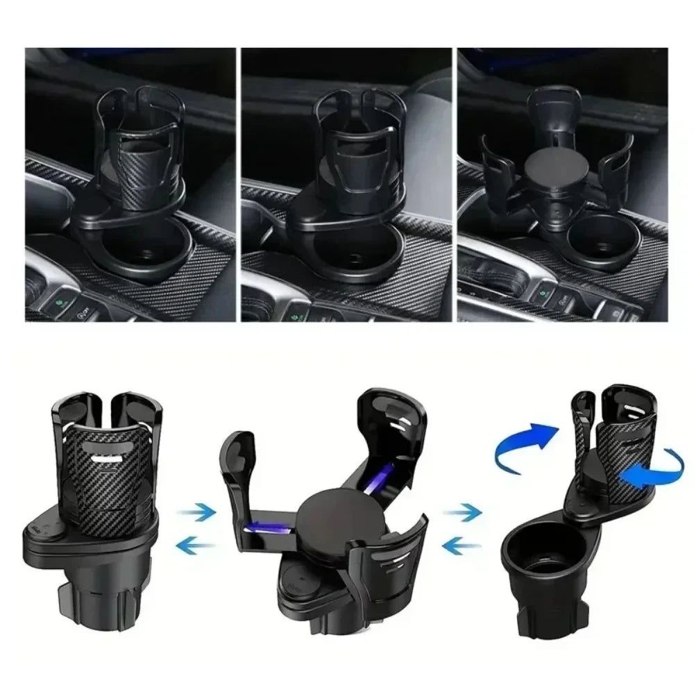 2 In 1 Vehicle Mounted Slipproof Cup Holder 360 Degree Rotating Water Car Cup Holder Multifuncti - Automotive LED Light