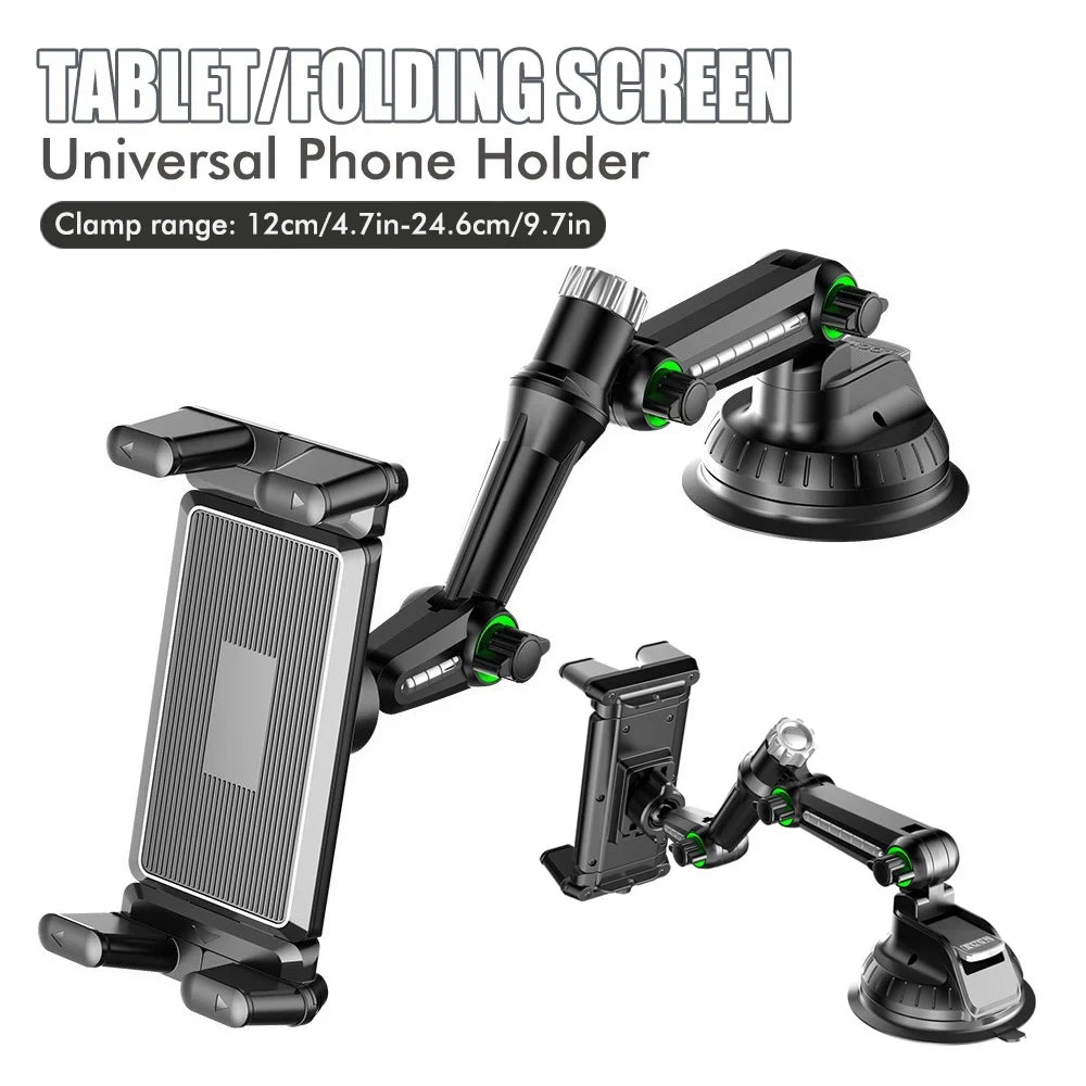 Car Tablet/Folding Screen Universal Phone Holder 1260 Degree Adjustable Rotation Clamp Range 4.7 - Automotive LED Light