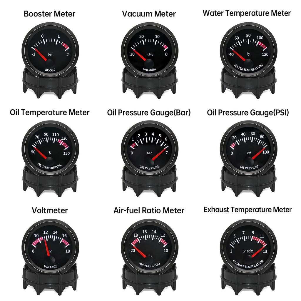 AD 52mm Water Temp/Oil Temp/Voltmeter/Oil Press BAR PSI /Vacuum/Boost Gauge/Air Fuel Ratio/EGT G - Automotive LED Light