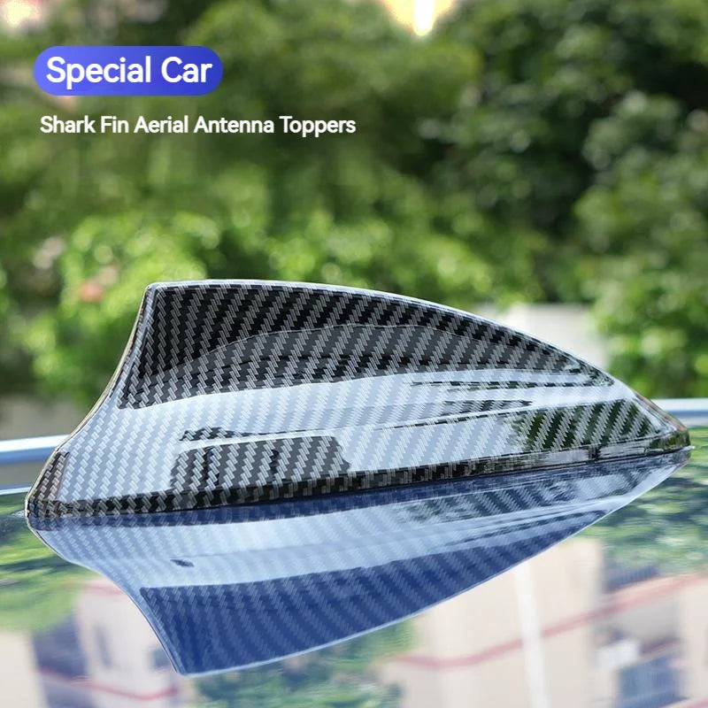 17cm Car Roof Shark Fin Antenna Cover Sticker Carbon Fiber Universal Auto Radio AM FM Antenna Si - Automotive LED Light